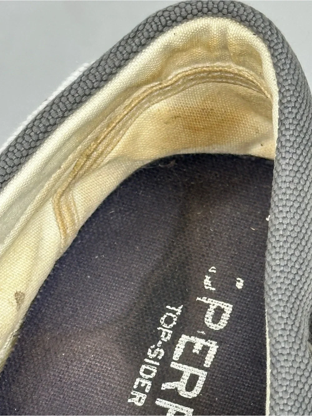 Sperry Two Eye Navy and Gray Boat Shoes Top Siders Canvas Sz 9.5